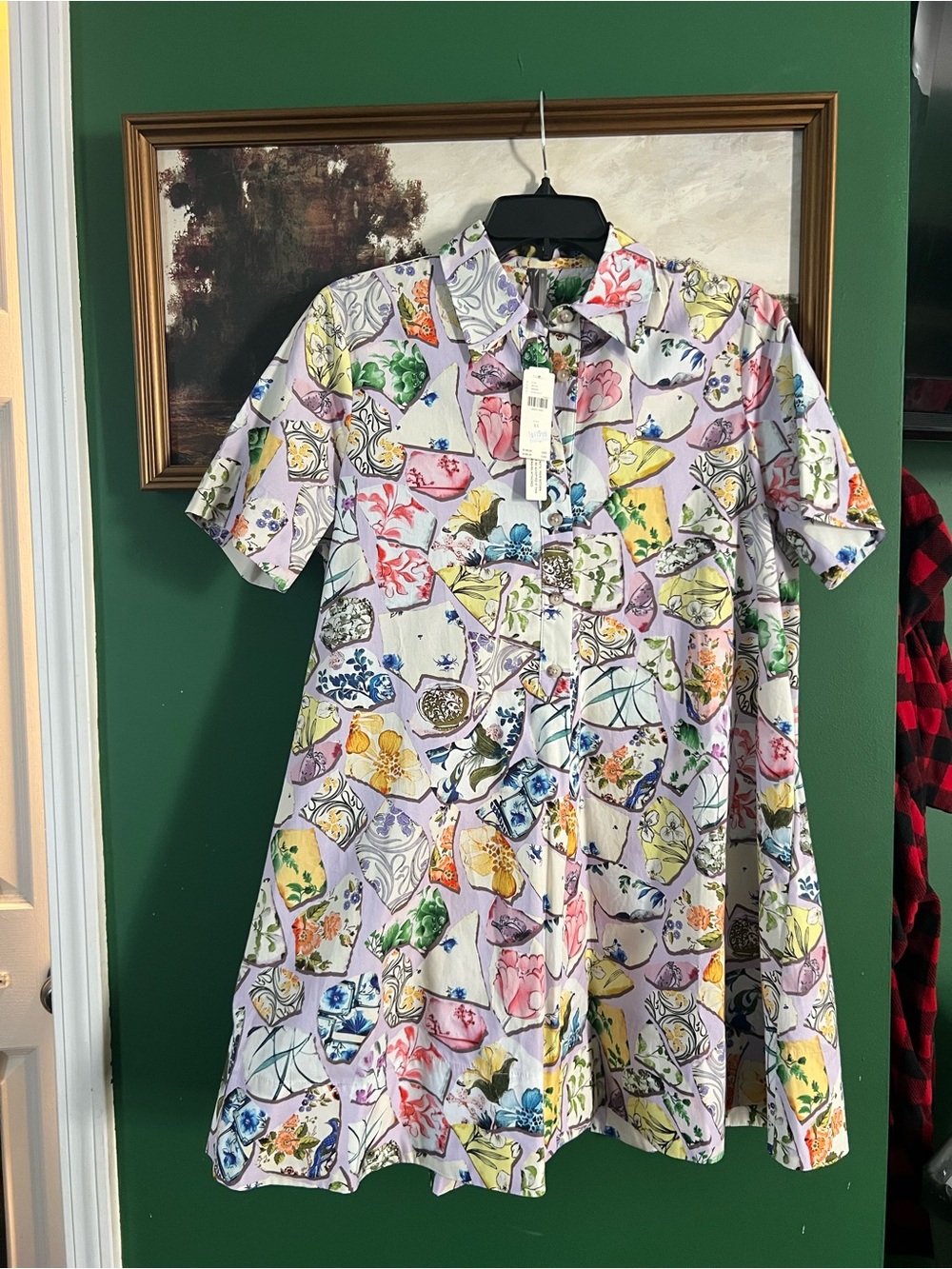NWT Anthropologie The Pollie Swing Tunic Button Down Floral Mini Dress. XS - Picture 2 of 6